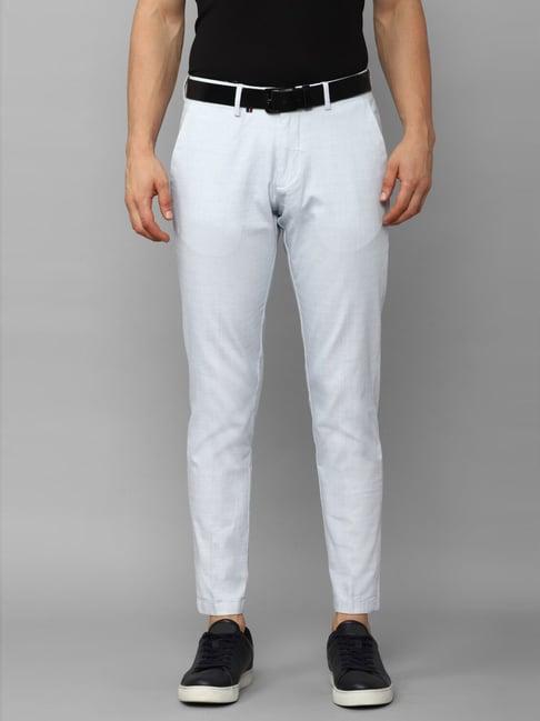 louis philippe sport blue cotton slim fit checks trousers