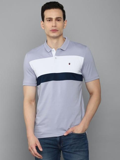 louis philippe sport blue cotton slim fit printed polo t-shirt