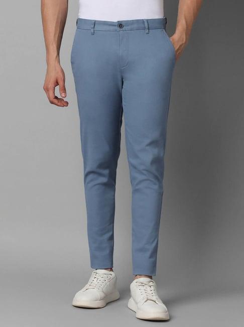 louis philippe sport blue slim fit trousers