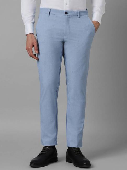 louis philippe sport blue slim fit trousers