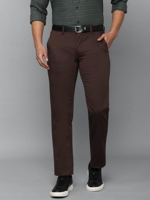 louis philippe sport brown cotton slim fit trousers