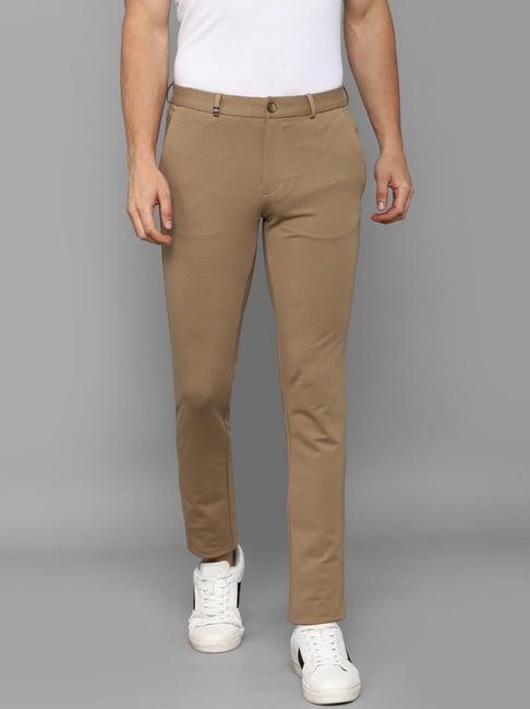 louis philippe sport brown cotton slim fit trousers