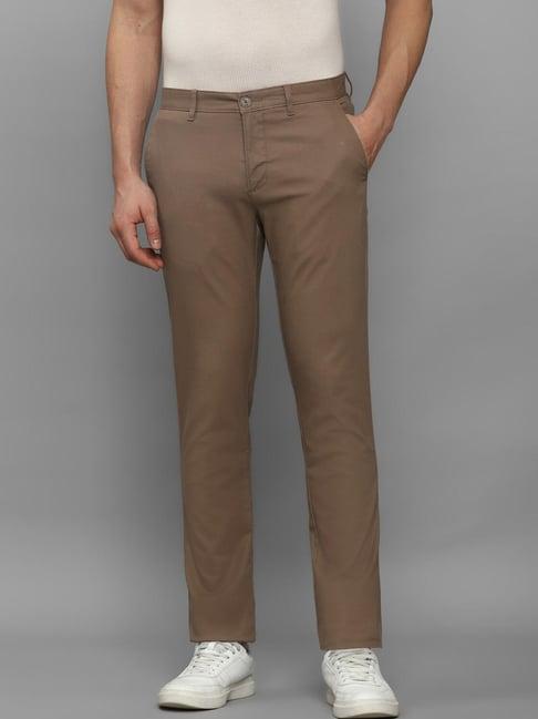 louis philippe sport brown cotton slim fit trousers