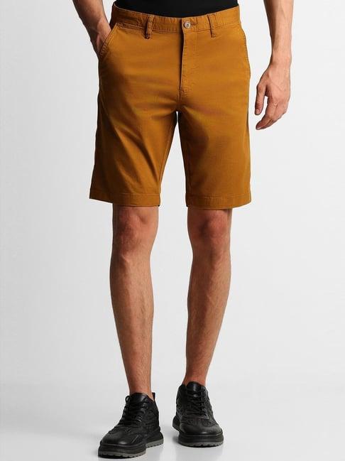 louis philippe sport brown slim fit shorts