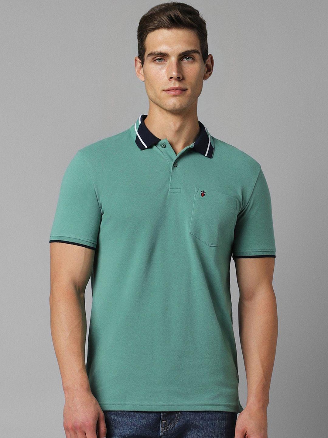 louis philippe sport colourblocked polo collar cotton slim fit t-shirt