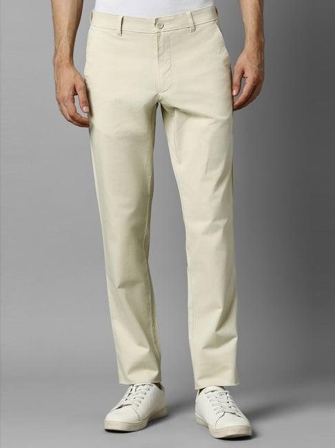 louis philippe sport cream cotton slim fit trousers
