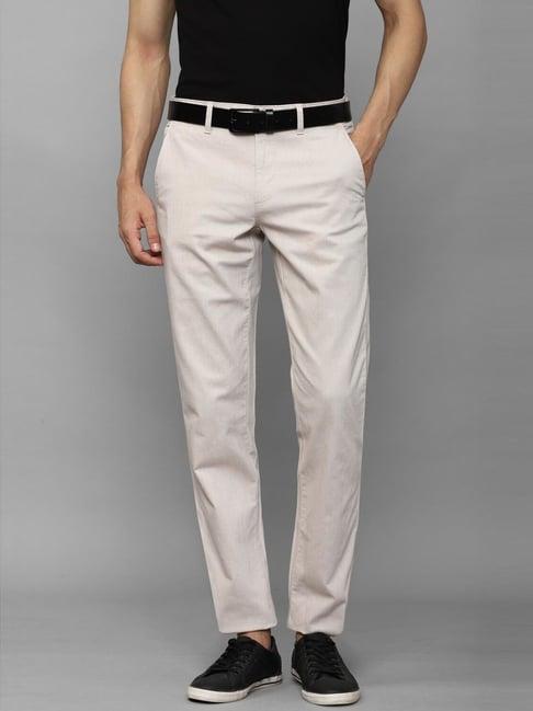 louis philippe sport cream cotton slim fit trousers