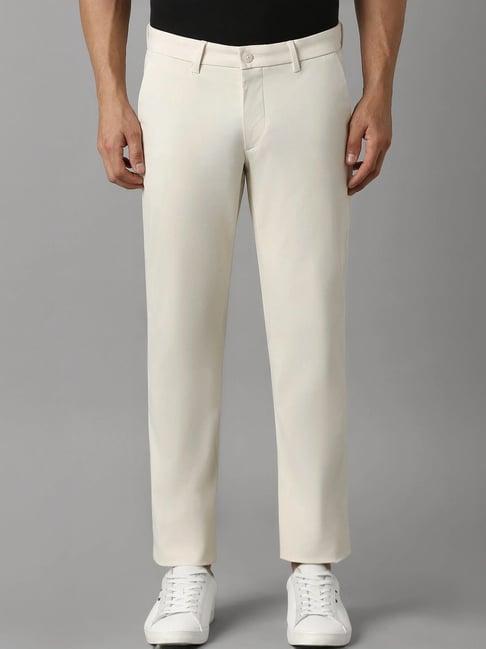 louis philippe sport cream cotton slim fit trousers