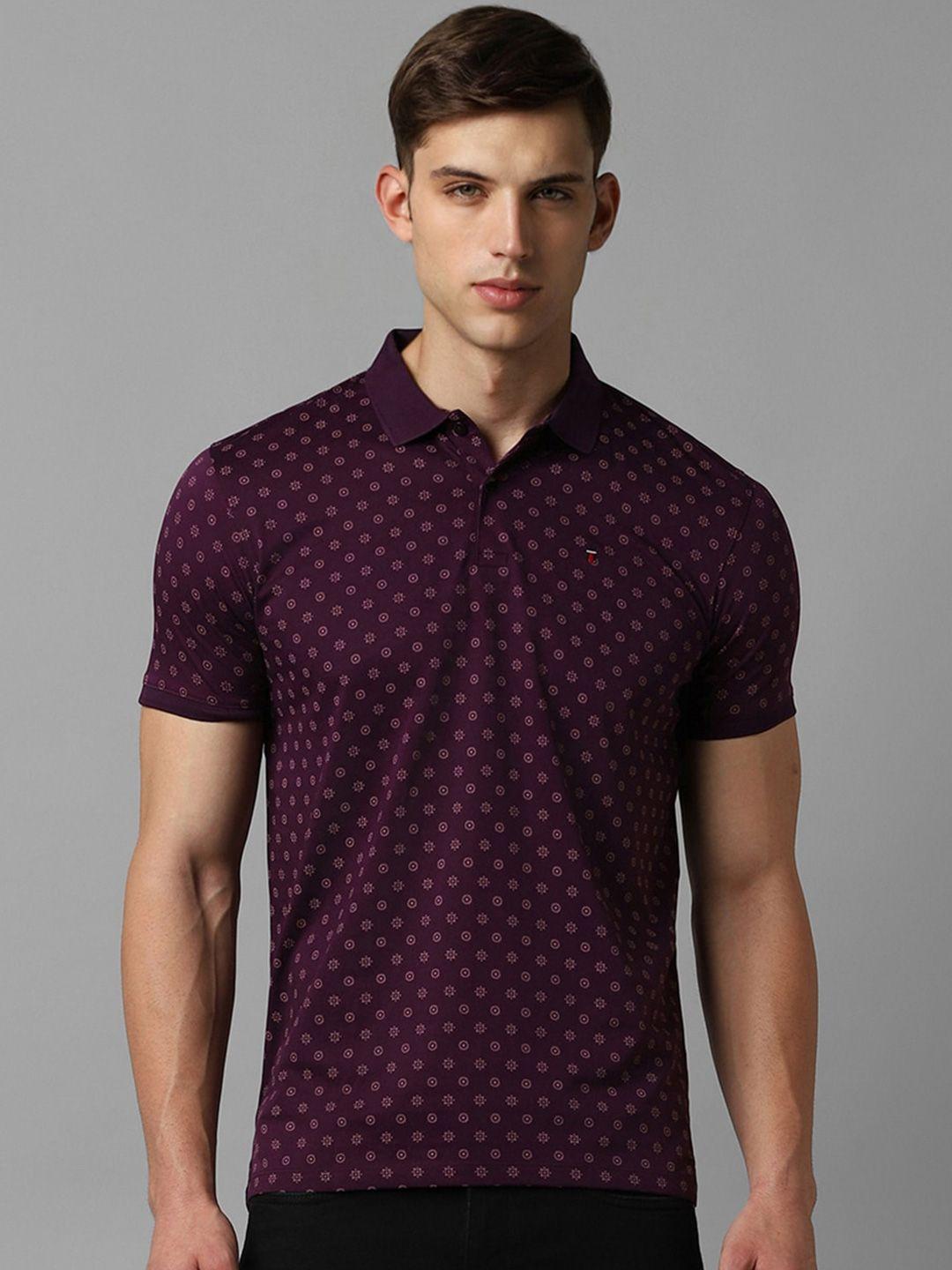 louis philippe sport geometric printed polo collar cotton slim fit t-shirt