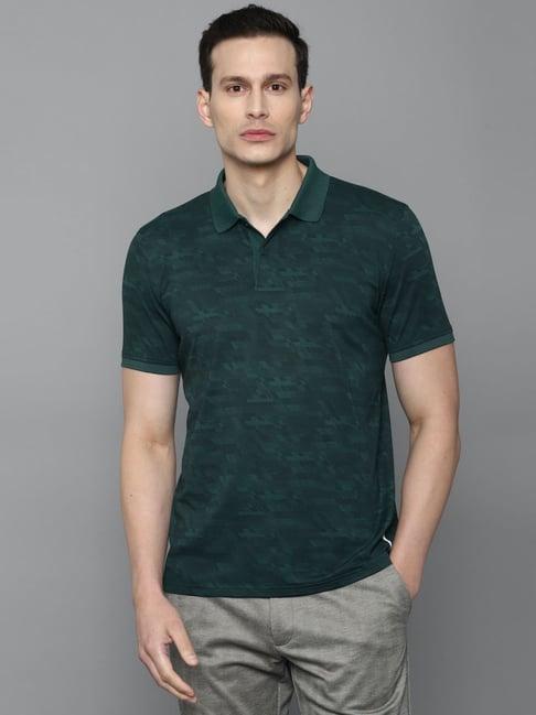 louis philippe sport green cotton slim fit printed polo t-shirt