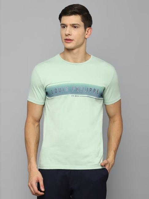 louis philippe sport green cotton slim fit printed t-shirt
