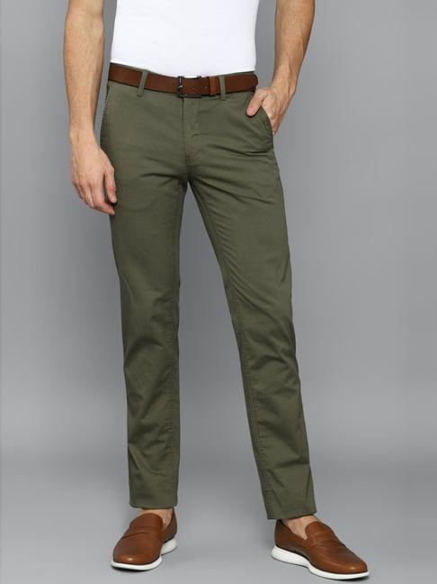 louis philippe sport green cotton slim fit self pattern chinos