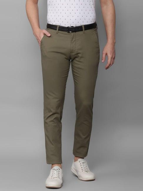 louis philippe sport green cotton slim fit trousers