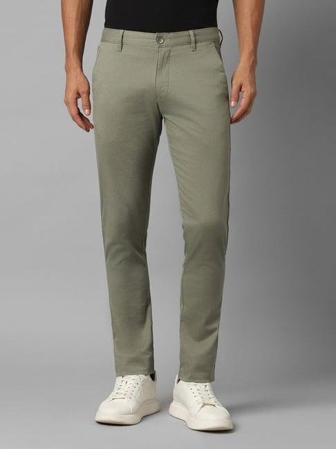 louis philippe sport green cotton slim fit trousers