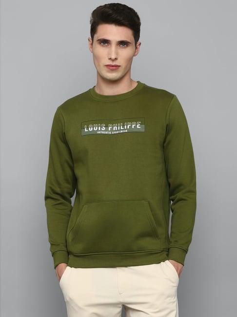 louis philippe sport green regular fit printed sweatshirt