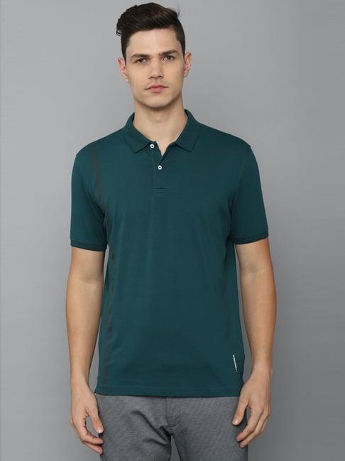 louis philippe sport green slim fit printed polo t-shirt