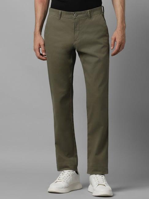 louis philippe sport green slim fit trousers