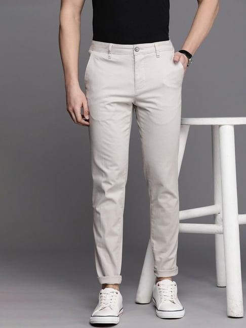 louis philippe sport grey cotton regular fit trousers