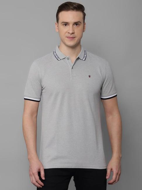 louis philippe sport grey cotton slim fit polo t-shirt