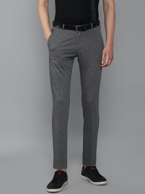 louis philippe sport grey cotton slim fit self pattern trousers