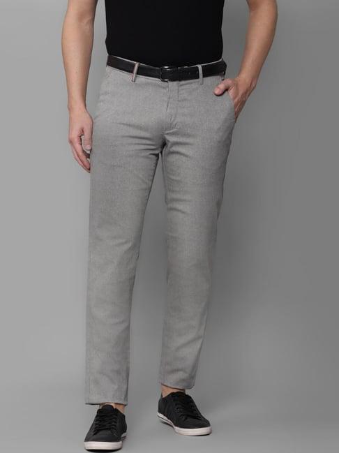 louis philippe sport grey cotton slim fit texture trousers