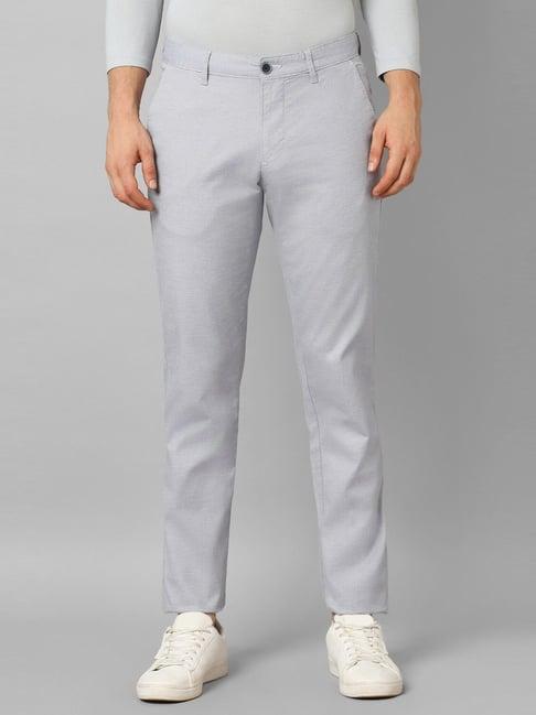 louis philippe sport grey cotton slim fit trousers