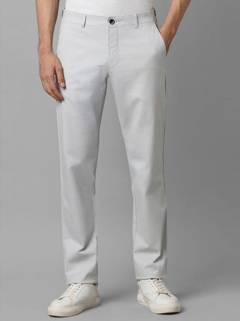 louis philippe sport grey cotton slim fit trousers