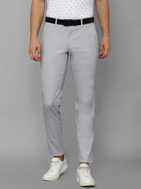 louis philippe sport grey cotton slim fit trousers