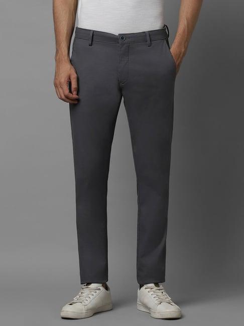 louis philippe sport grey cotton slim fit trousers