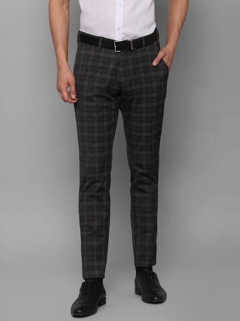 louis philippe sport grey slim fit checks trousers