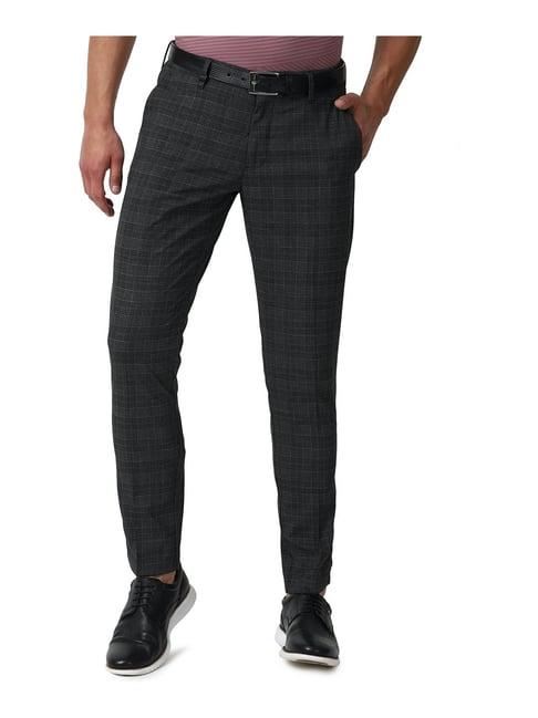 louis philippe sport grey slim fit flat front trousers