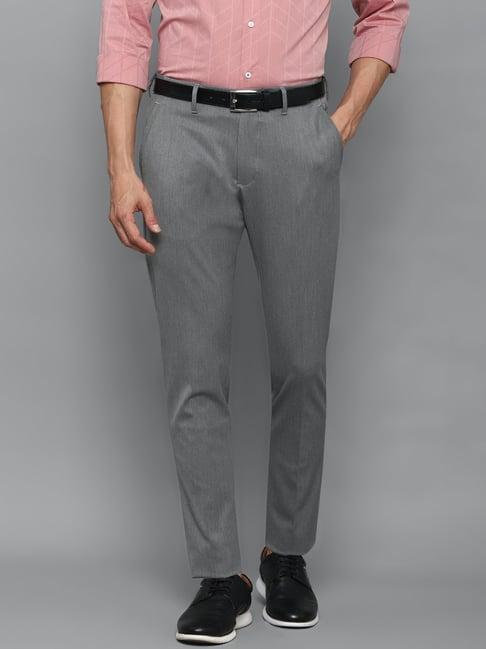 louis philippe sport grey slim fit flat front trousers