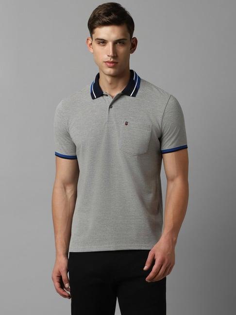 louis philippe sport grey slim fit polo t-shirt