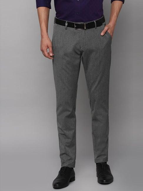 louis philippe sport grey slim fit self pattern trousers