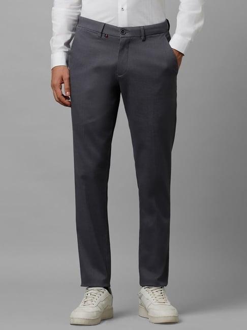 louis philippe sport grey slim fit trousers