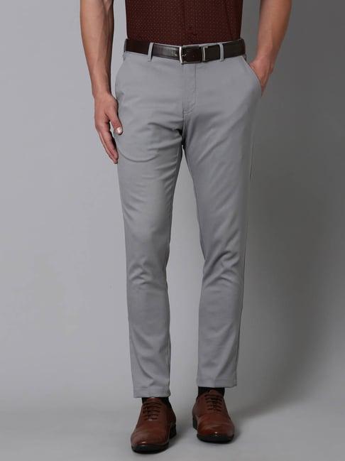 louis philippe sport grey slim fit trousers