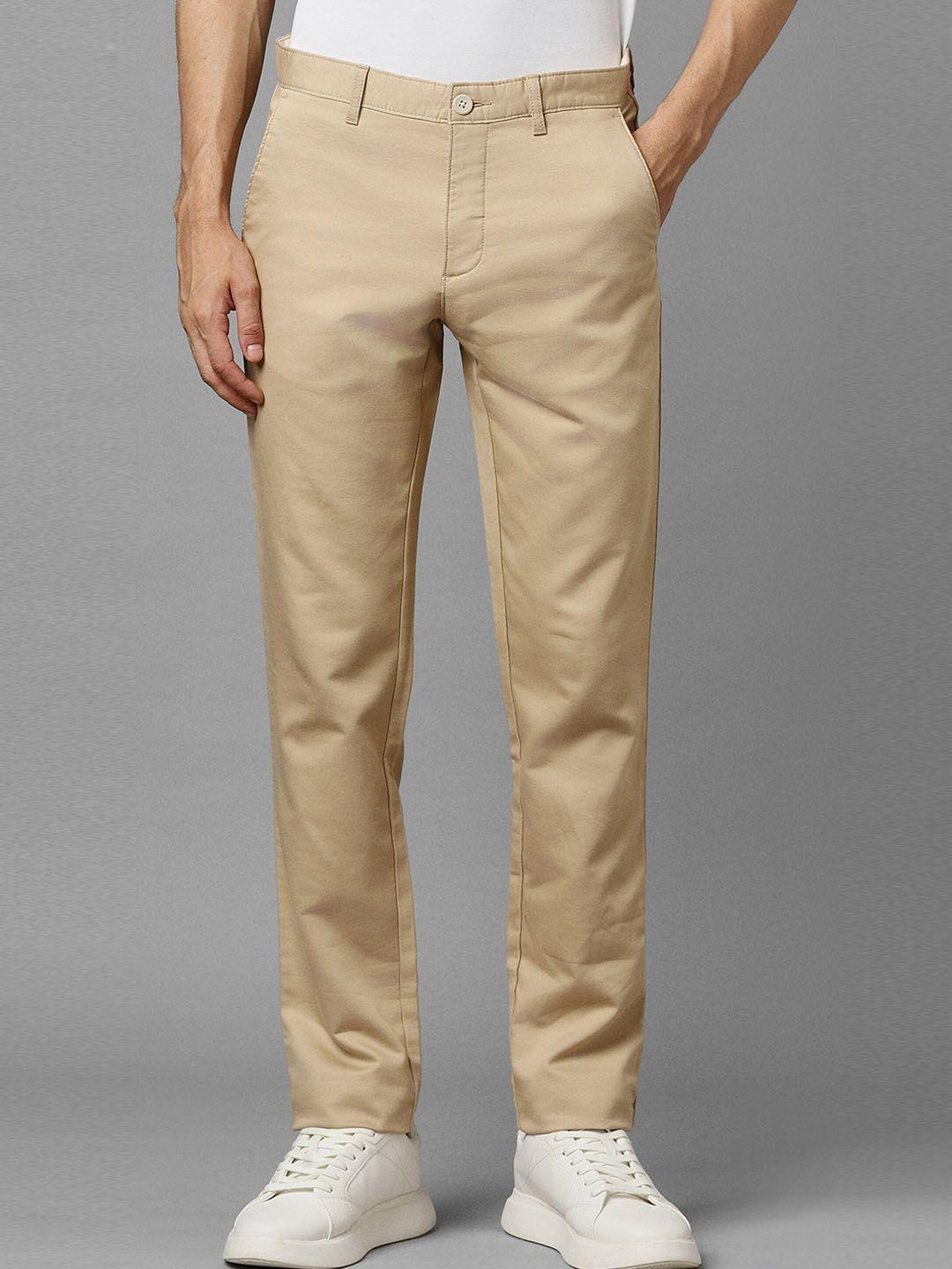 louis philippe sport khaki regular fit casual trousers