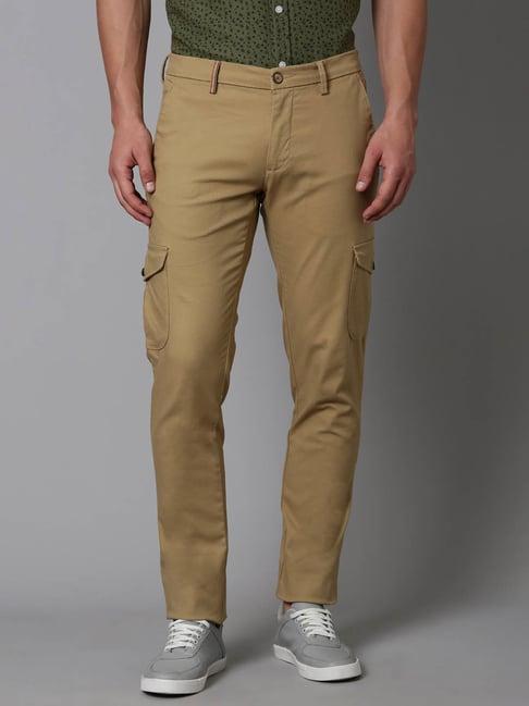 louis philippe sport khaki slim fit trousers