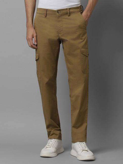 louis philippe sport light brown slim fit trousers