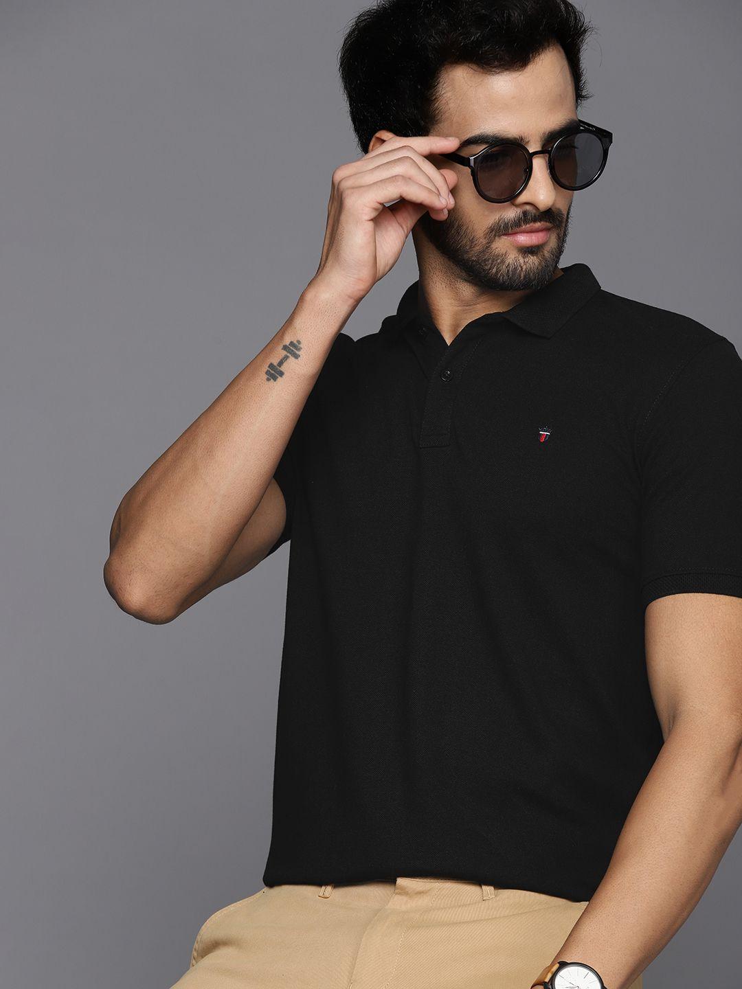 louis philippe sport men black polo collar t-shirt