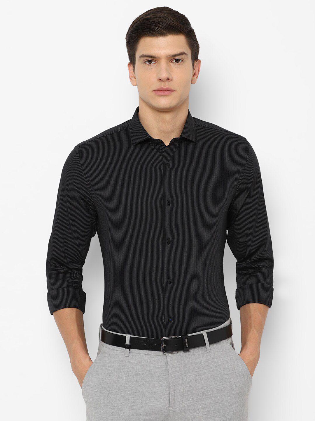 louis philippe sport men black slim fit striped casual shirt