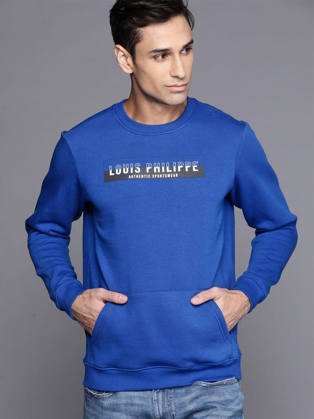 louis philippe sport men blue & black brand logo printed sweatshirt