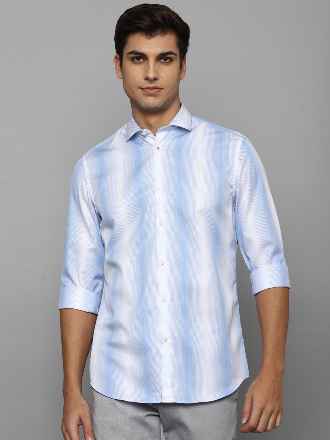 louis philippe sport men blue & white slim fit striped pure cotton casual shirt