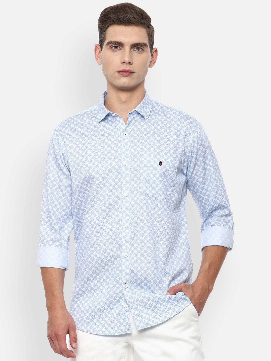 louis philippe sport men blue slim fit printed pure cotton casual shirt