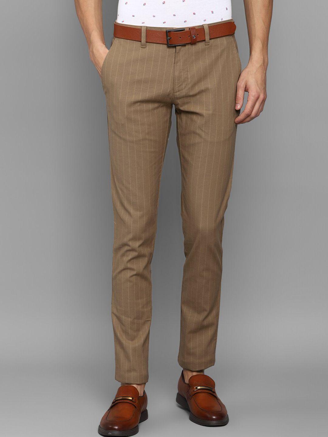 louis philippe sport men brown checked slim fit trousers