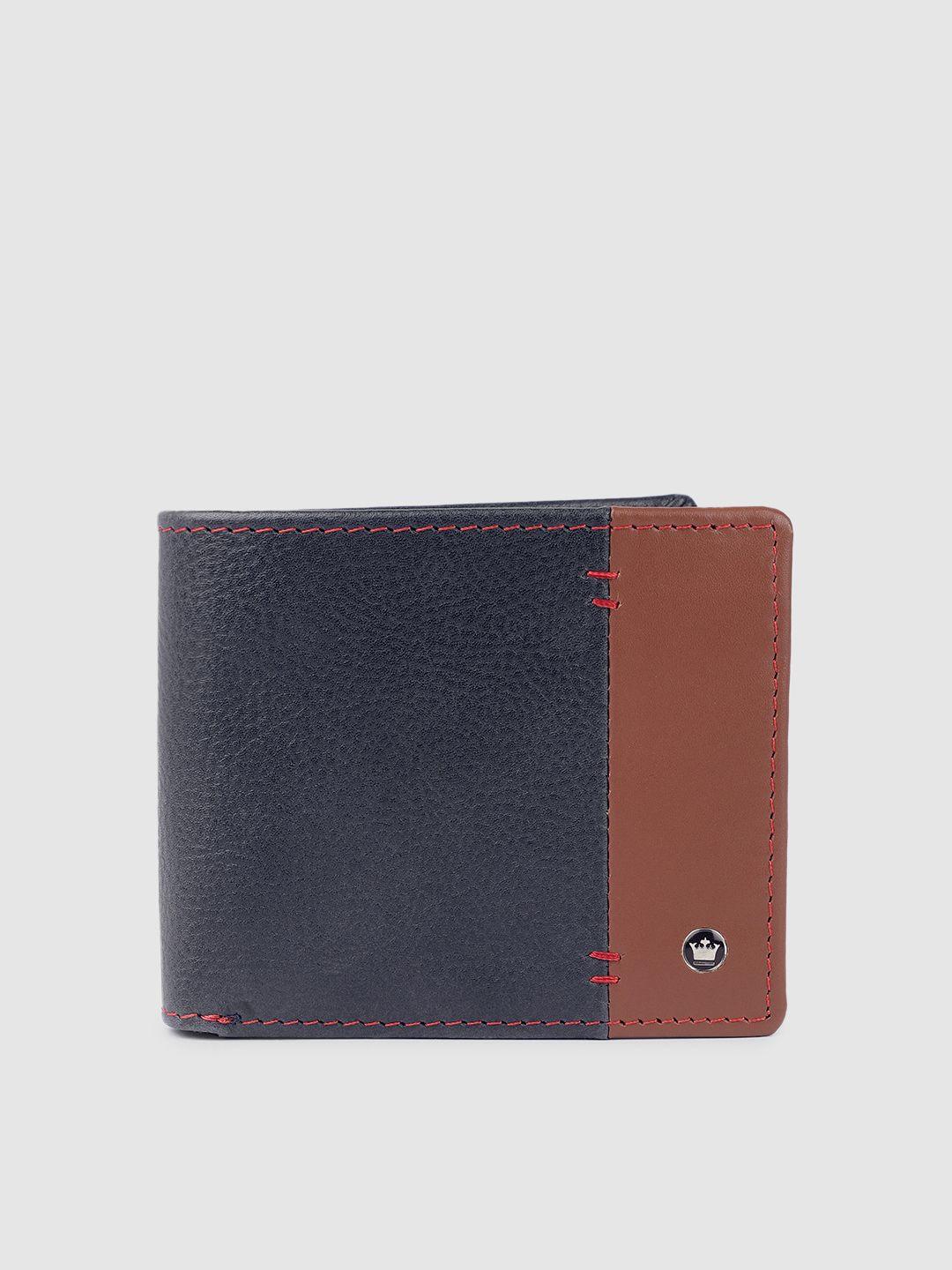 louis philippe sport men colourblocked leather two fold wallet