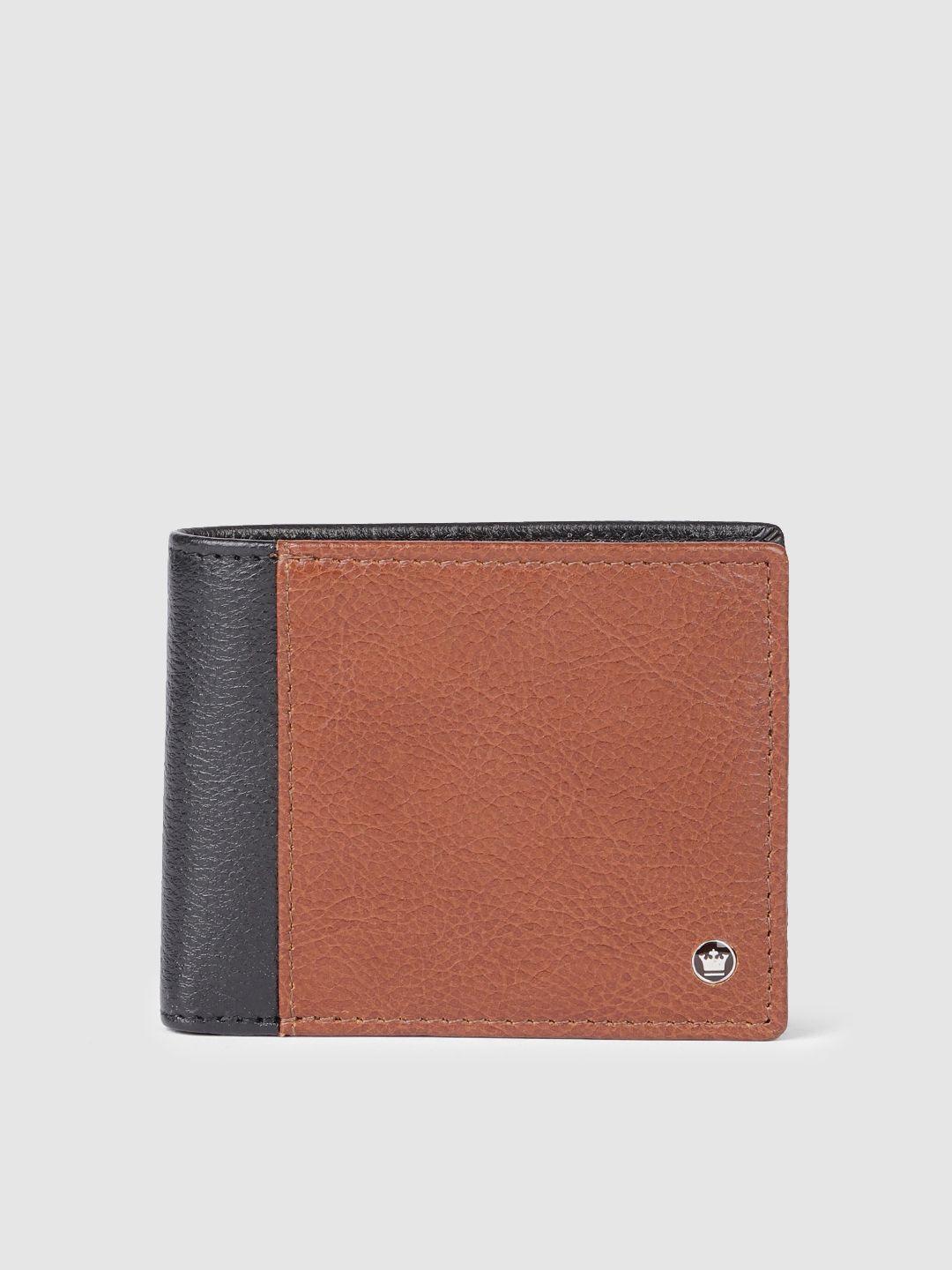 louis philippe sport men colourblocked leather two fold wallet