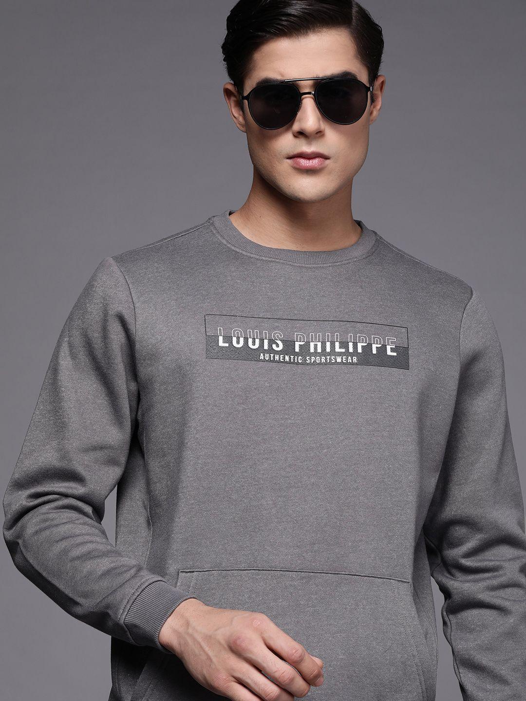 louis philippe sport men cotton grey printed sweatshirt