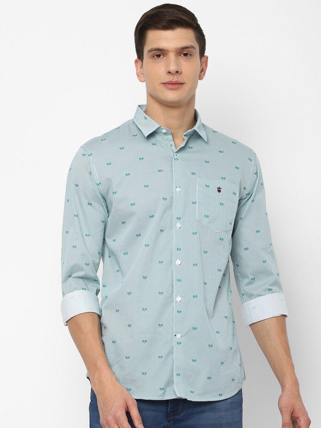 louis philippe sport men green slim fit printed cotton casual shirt