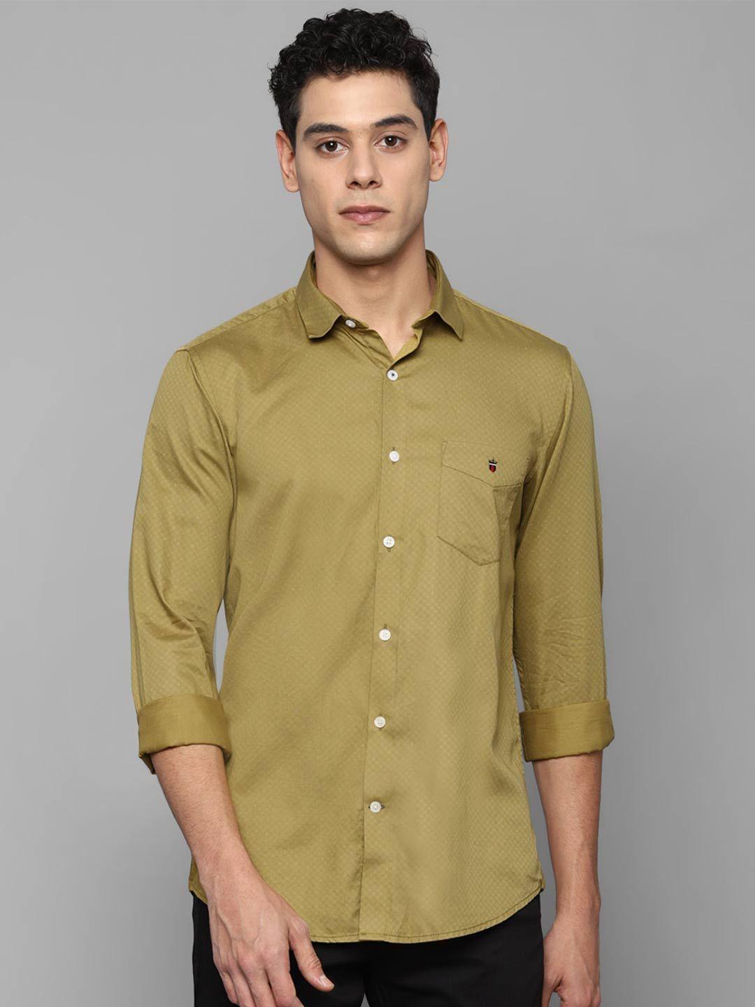 louis philippe sport men khaki slim fit pure cotton casual shirt